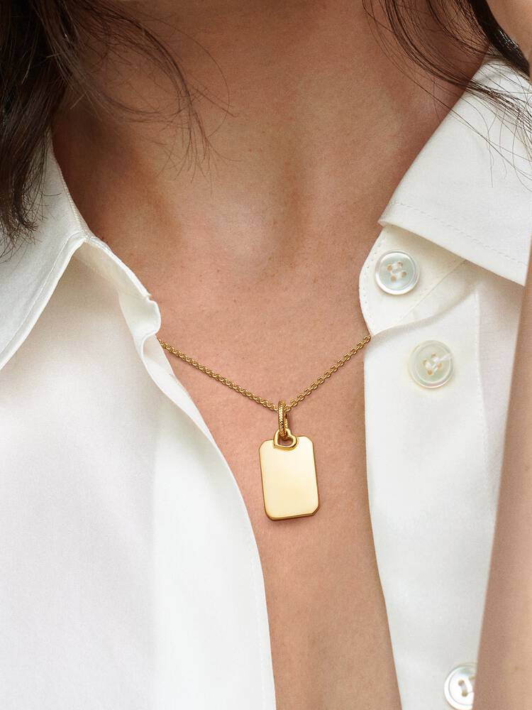 Collier avec Pendentif Plaque Rectangulaire Gravable