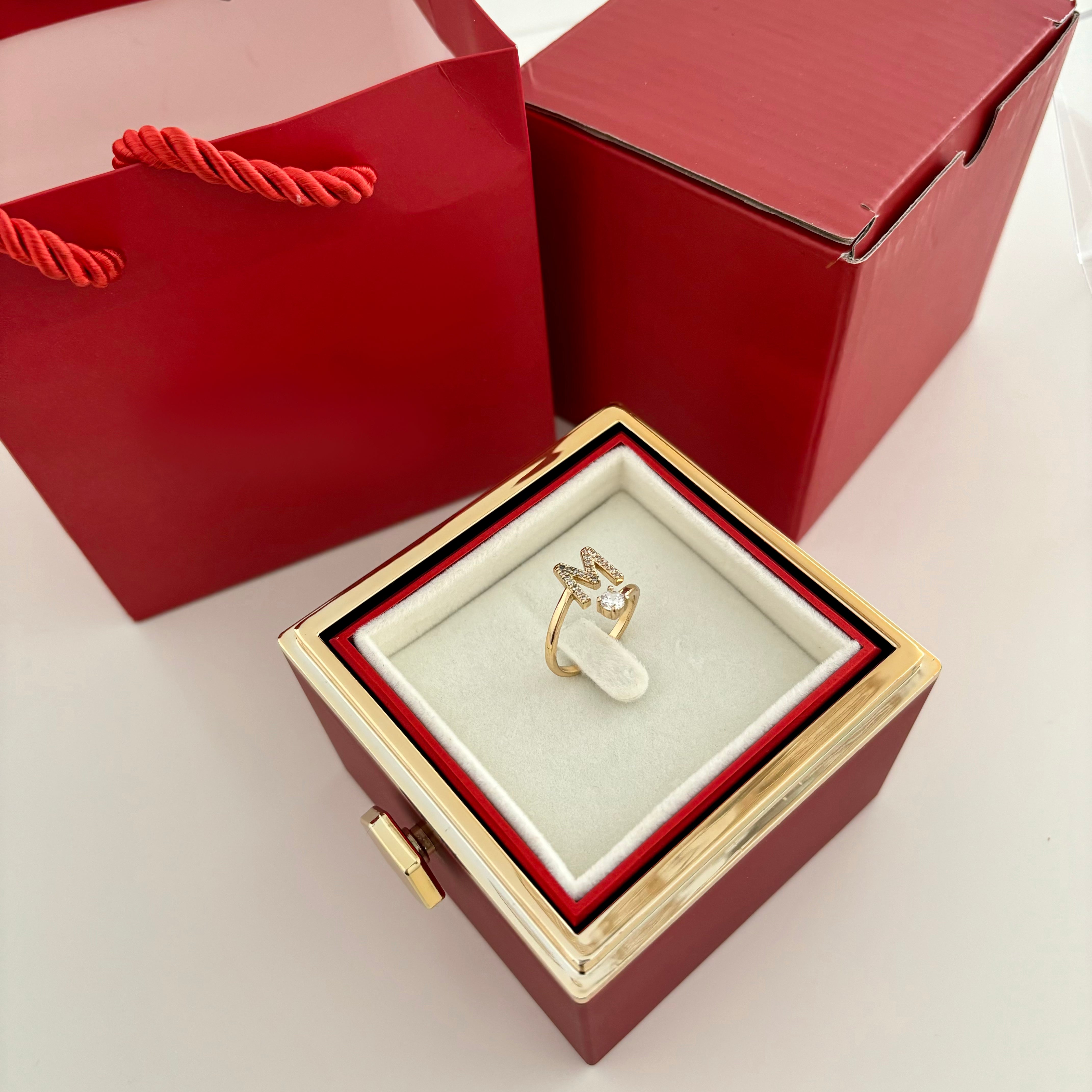 Eternal Rose Box - With Initial Ring &amp; Rose