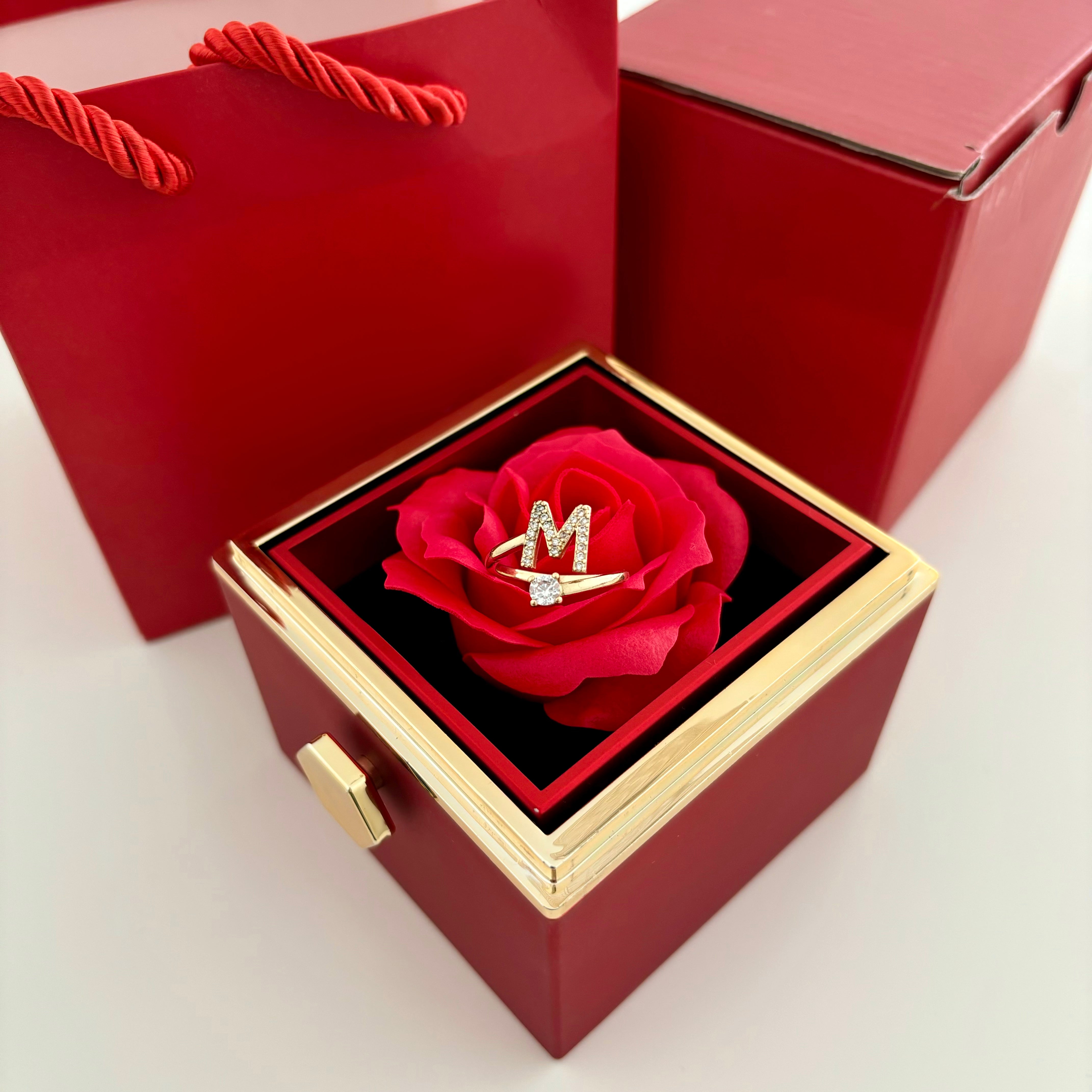 Eternal Rose Box - With Initial Ring &amp; Rose